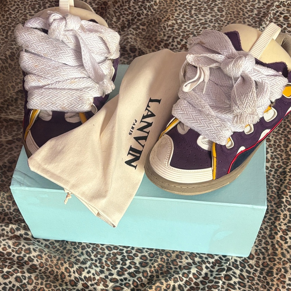 Lanvin Purple and Cream Sneakers